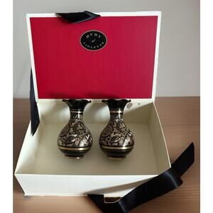 Pair of Vintage Bidiware Bud Vases, India - Perfect Christmas Party Hostess Gift